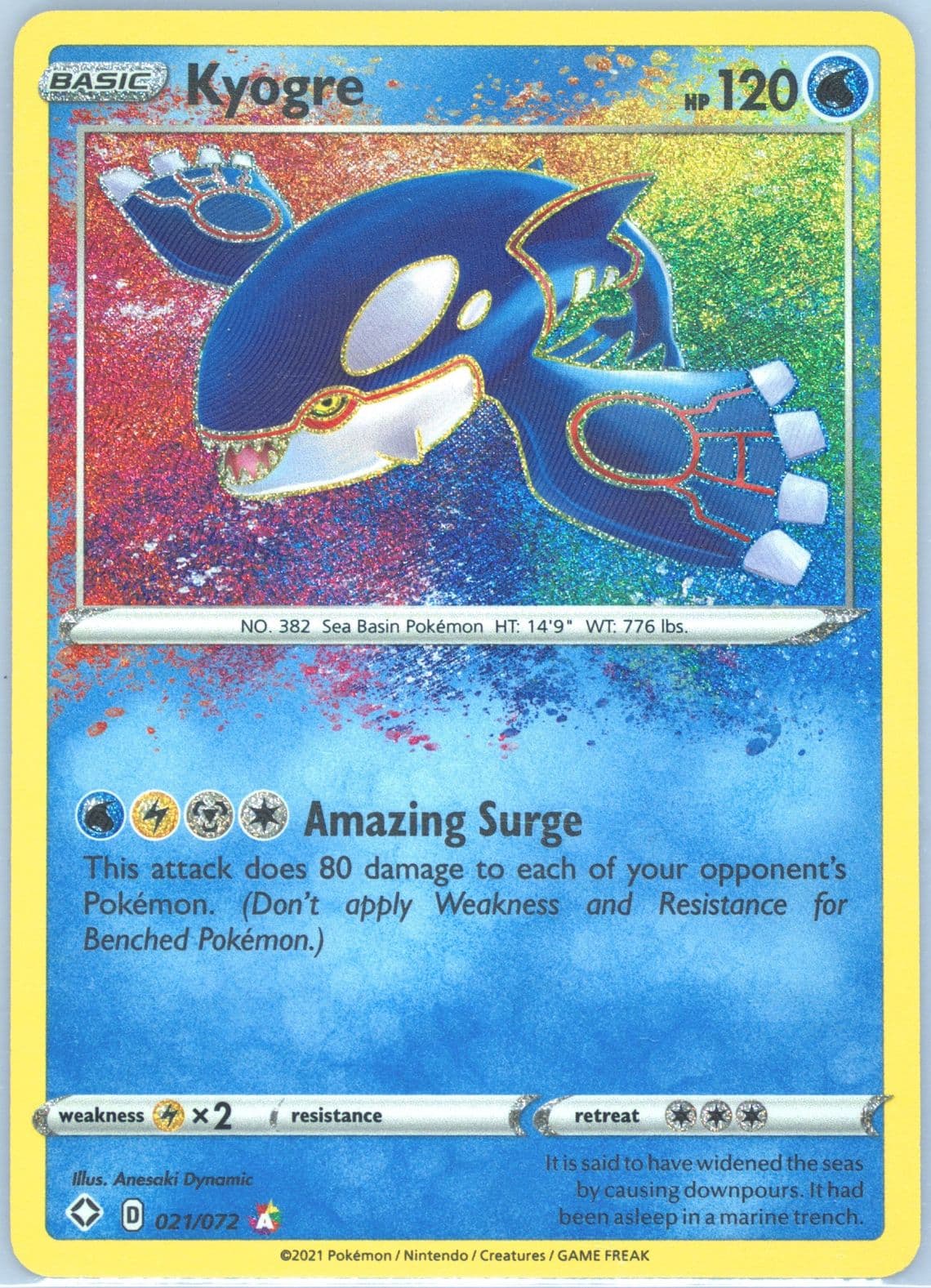 Kyogre (021) 2021 Pokemon Sword & Shield Shining Fates