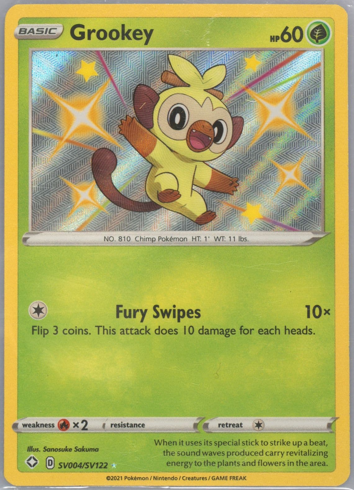Grookey-Holo (SV004) 2021 Pokemon Sword & Shield Shining Fates
