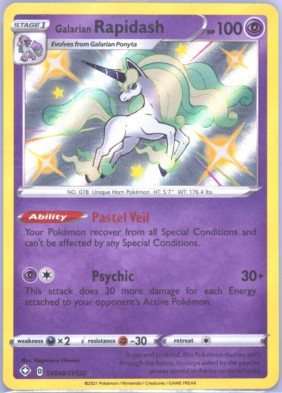 Galarian Rapidash-Holo (SV048) 2021 Pokemon Sword & Shield Shining Fates