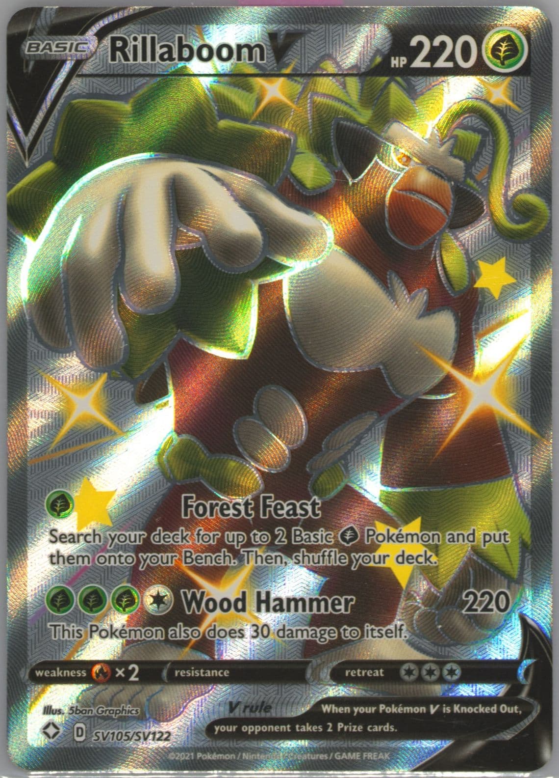 Full Art/Rillaboom V (SV105) 2021 Pokemon Sword & Shield Shining Fates