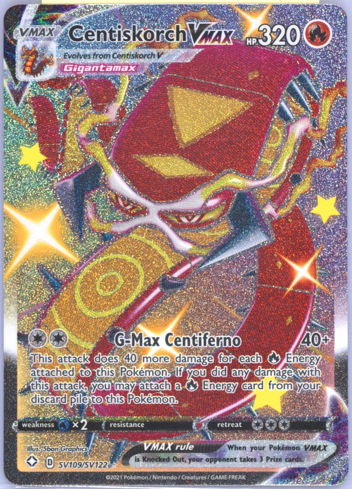 Full Art/Centiskorch Vmax (SV109) 2021 Pokemon Sword & Shield Shining Fates