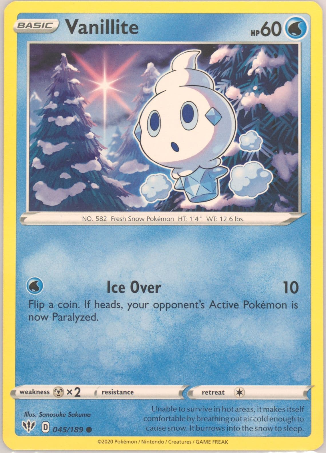 Vanillite (045) 2020 Pokemon Sword & Shield Darkness Ablaze
