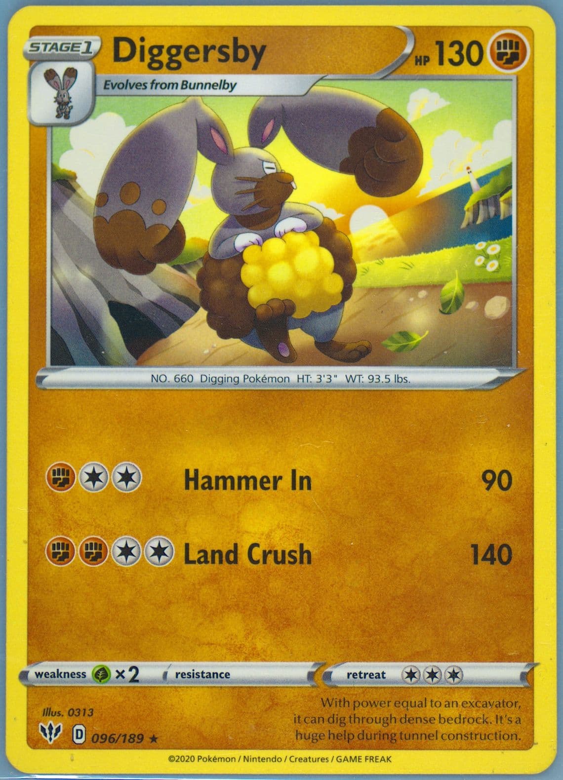 Diggersby (096) 2020 Pokemon Sword & Shield Darkness Ablaze