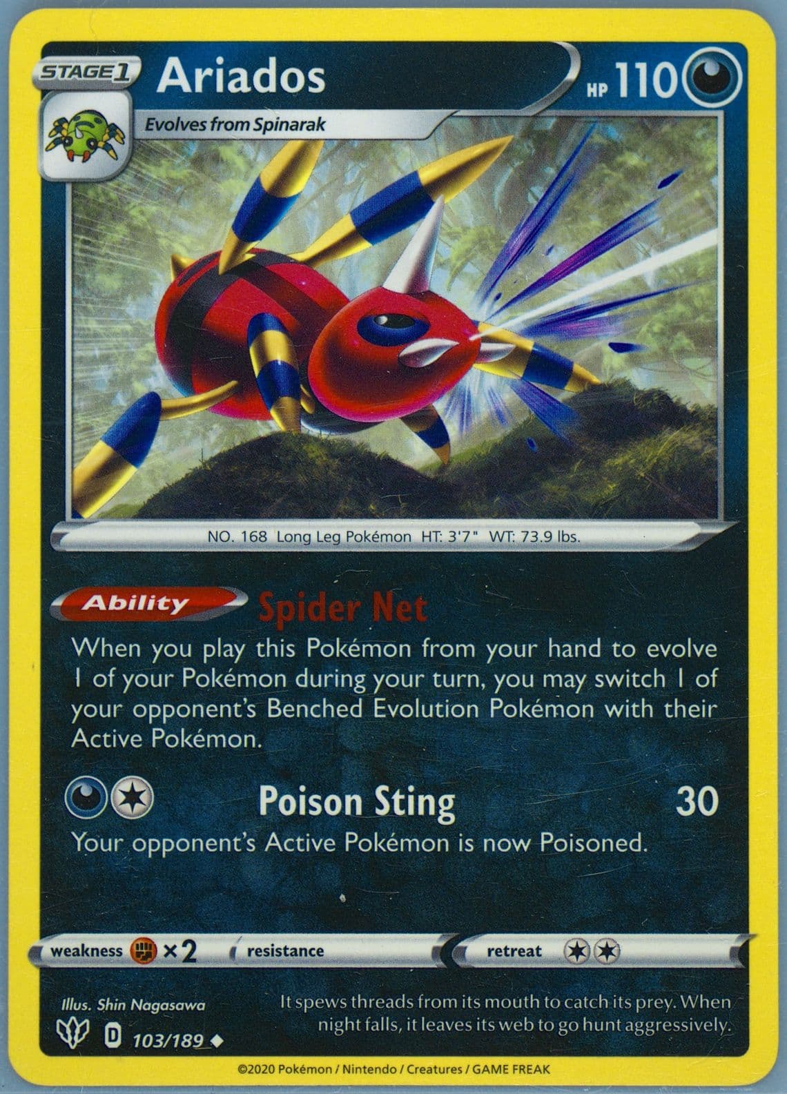 Ariados (103) 2020 Pokemon Sword & Shield Darkness Ablaze
