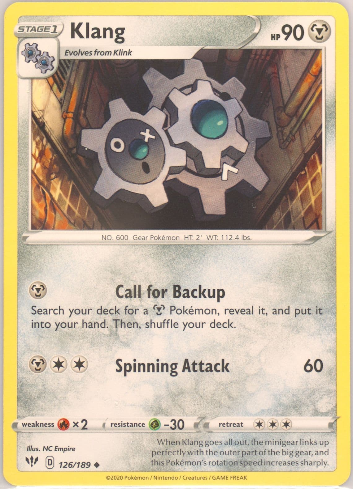 Klang (126) 2020 Pokemon Sword & Shield Darkness Ablaze