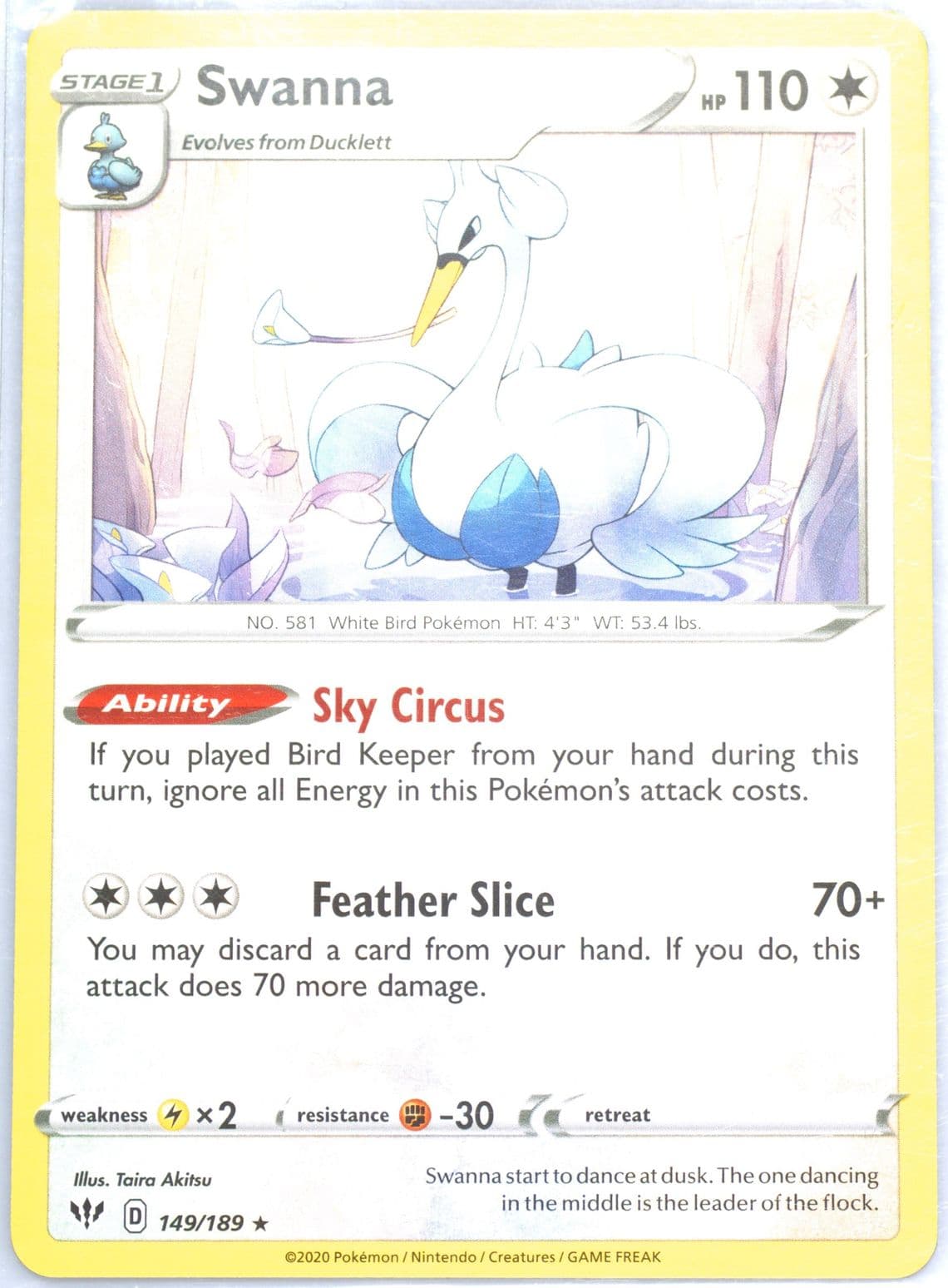 Swanna (149) 2020 Pokemon Sword & Shield Darkness Ablaze