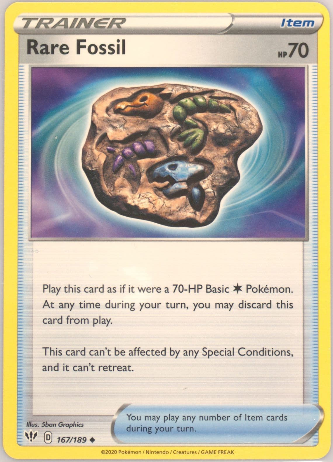 Rare Fossil (167) 2020 Pokemon Sword & Shield Darkness Ablaze