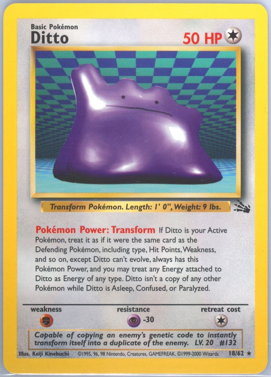 Ditto 1999-2000 Copyright (18) 1999 Pokemon Fossil