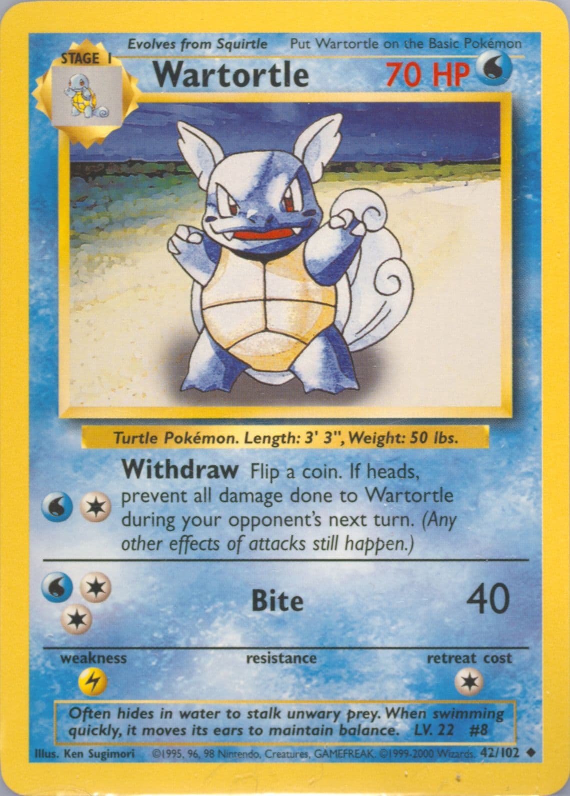 Wartortle Base Set 1999-2000 (42) 1999 Pokemon Game