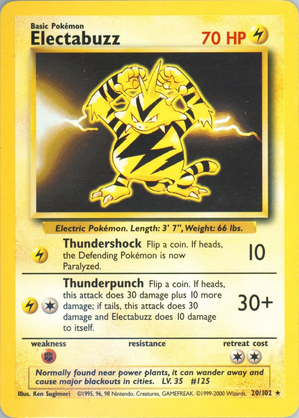 Electabuzz Base Set 1999-2000 (20) 1999 Pokemon Game