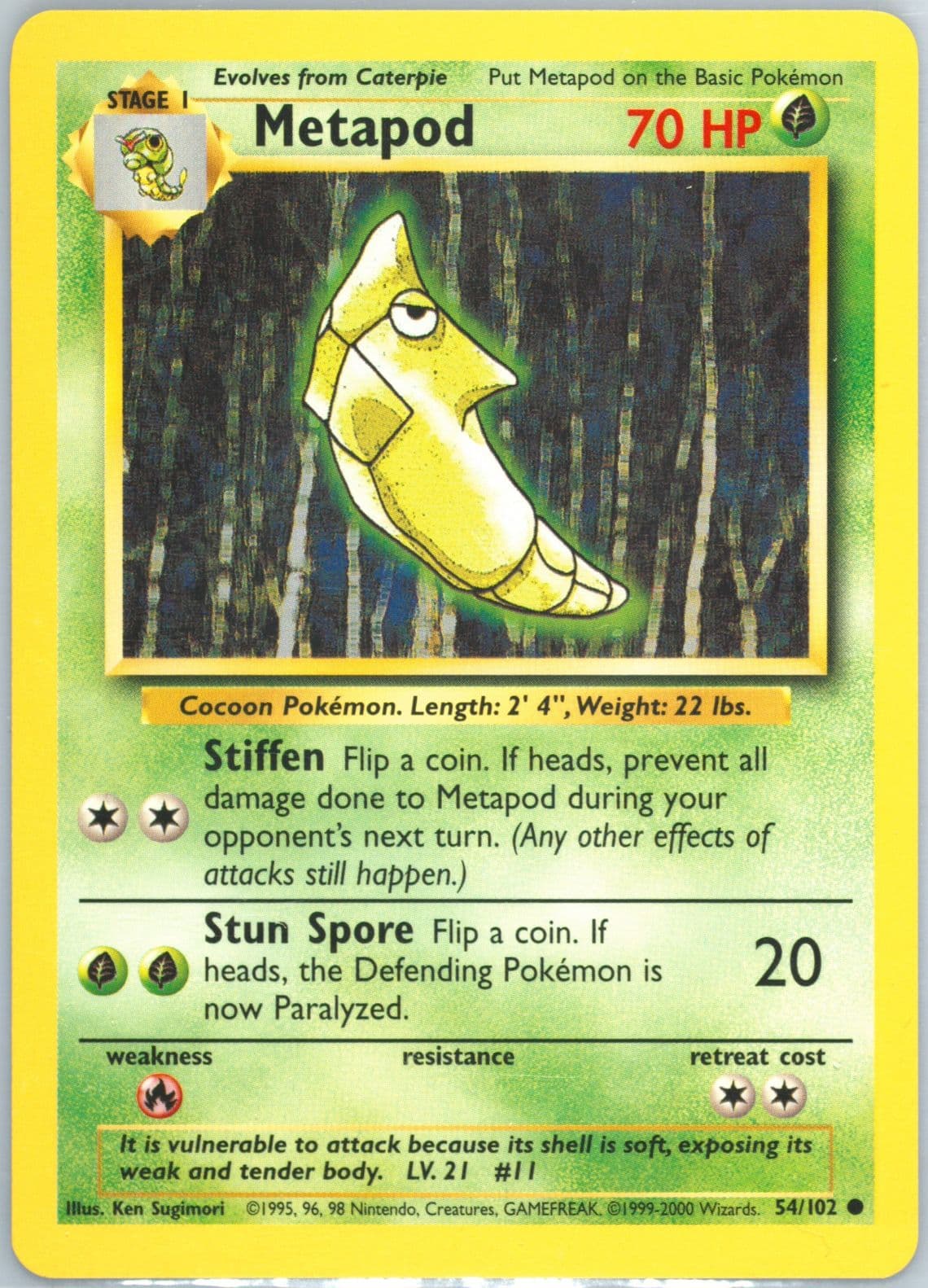 Metapod Base Set 1999-2000 (54) 1999 Pokemon Game