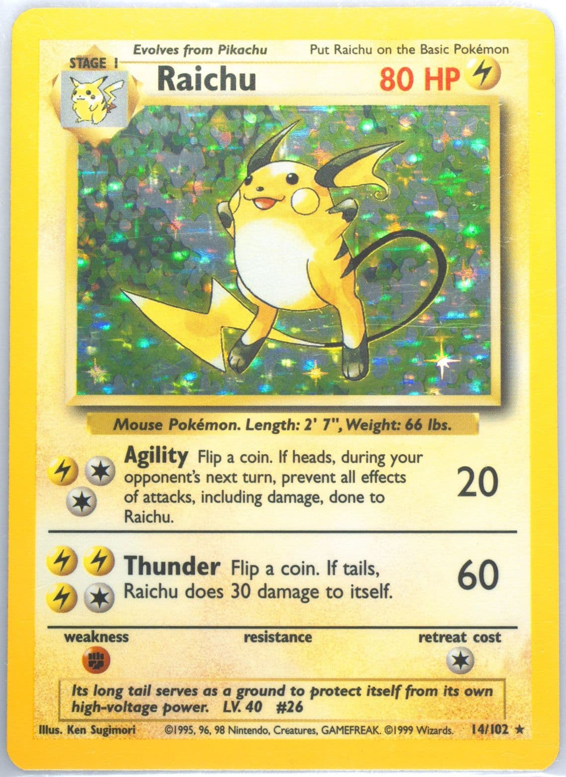 Raichu-Holo Base Set 1999-2000 (14) 1999 Pokemon Game