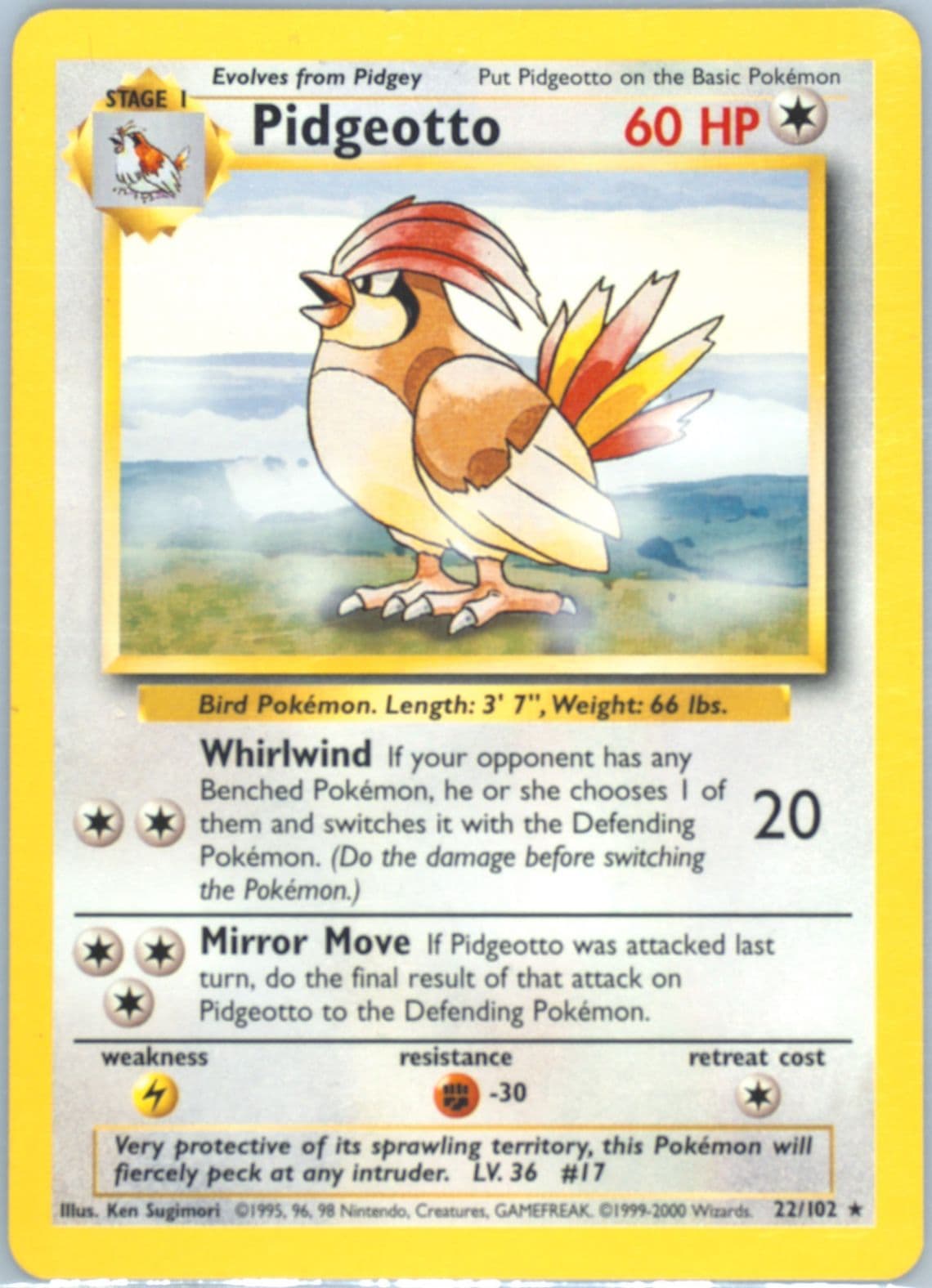 Pidgeotto Base Set 1999-2000 (22) 1999 Pokemon Game