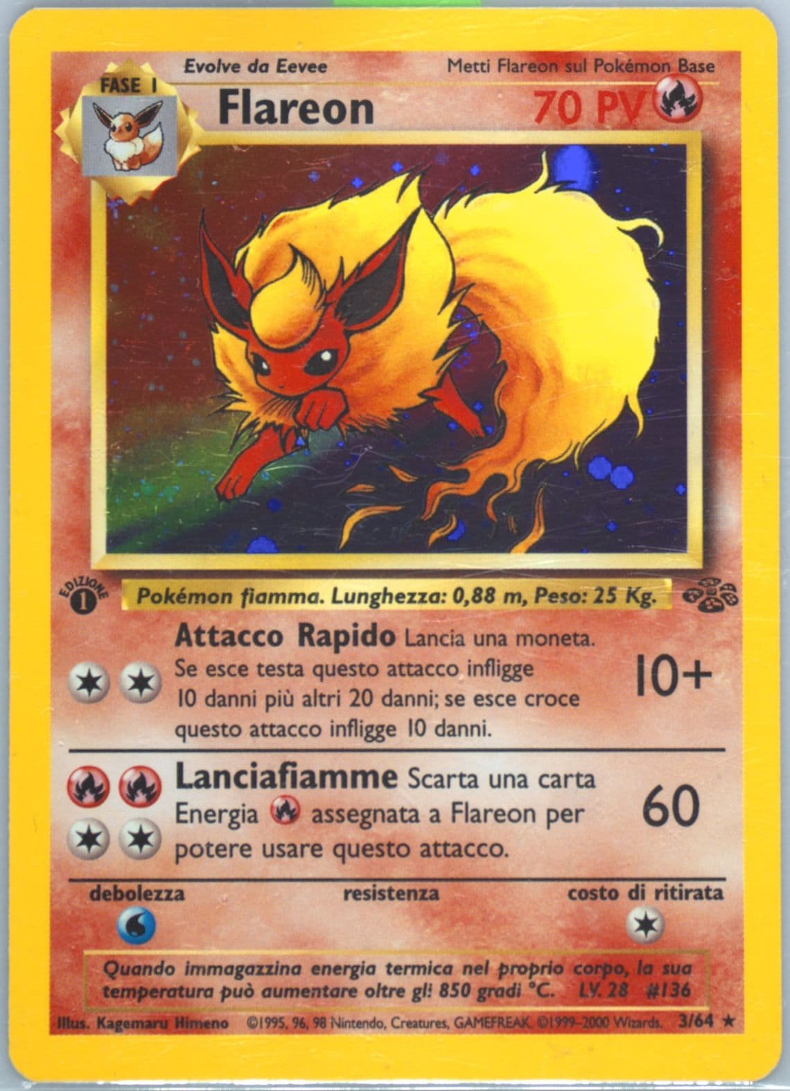 Flareon-Holo 1st Edition (3) 2000 Pokemon Italian Jungle