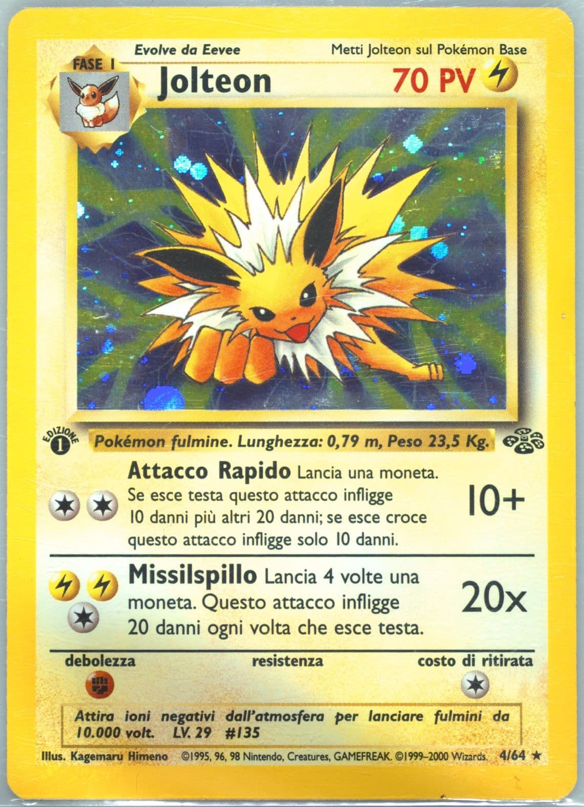 Jolteon-Holo 1st Edition (4) 2000 Pokemon Italian Jungle