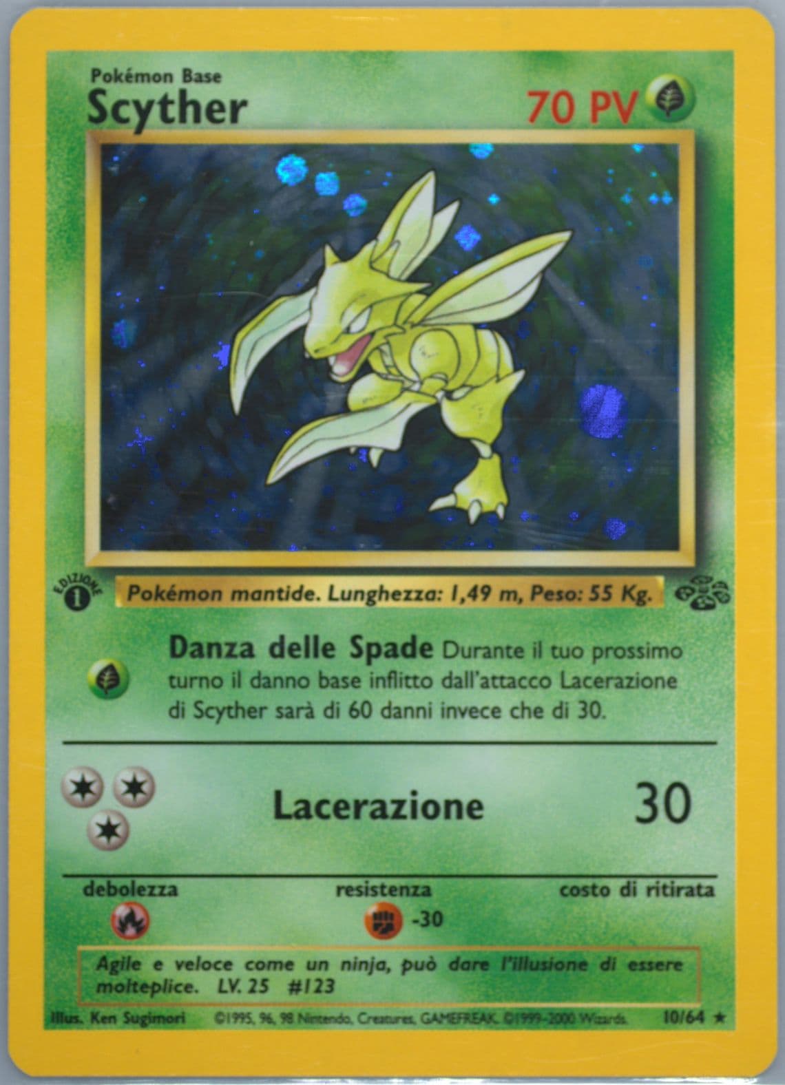 Scyther-Holo 1st Edition (10) 2000 Pokemon Italian Jungle
