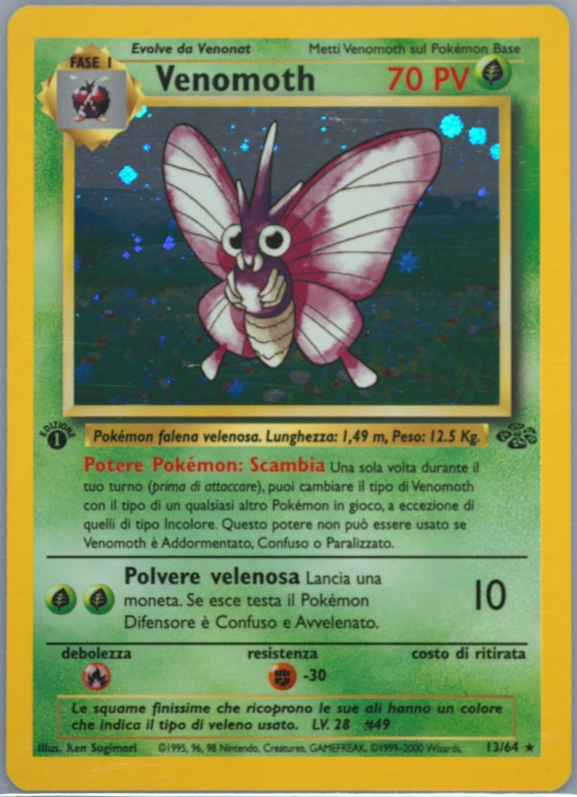 Venomoth-Holo 1st Edition (13) 2000 Pokemon Italian Jungle
