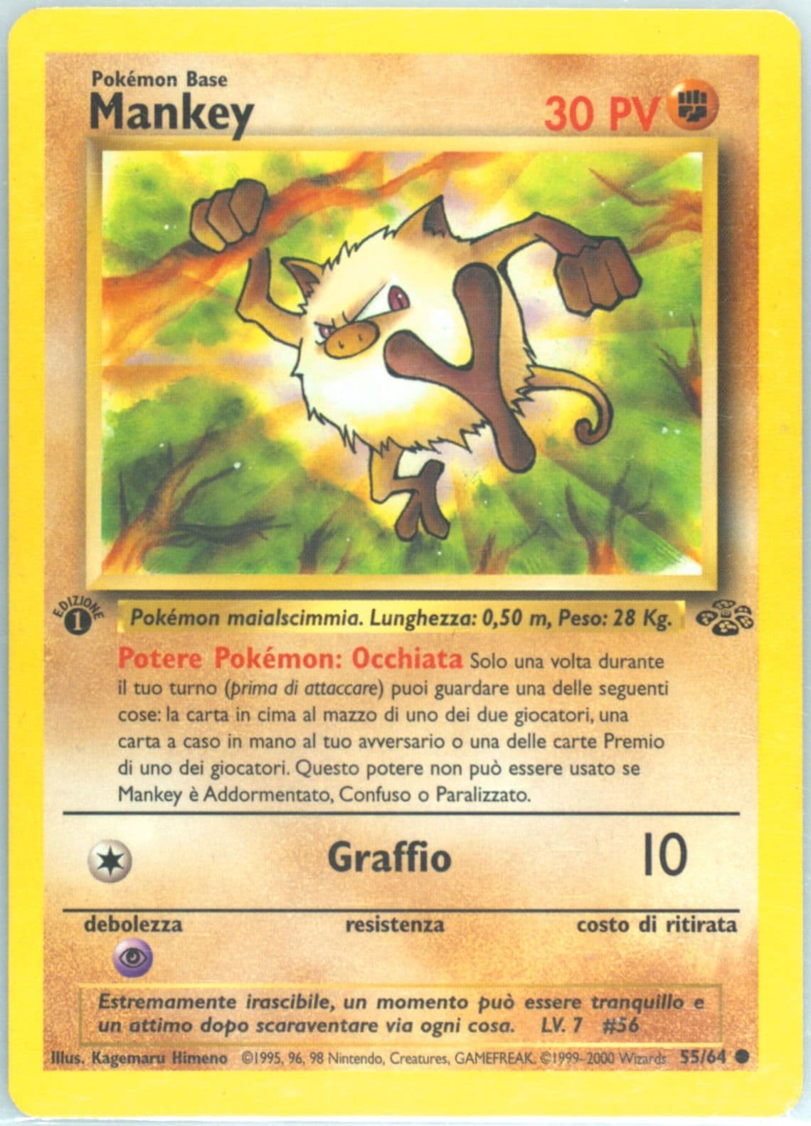 Mankey 1st Edition (55) 2000 Pokemon Italian Jungle