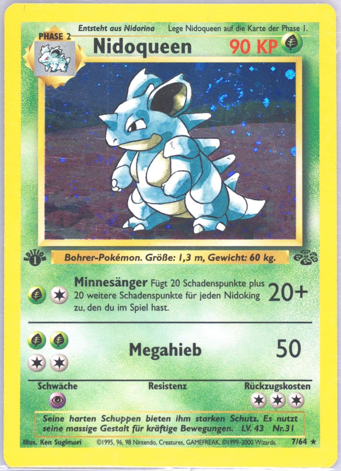 Nidoqueen-Holo 1st Edition (7) 2000 Pokemon German Jungle