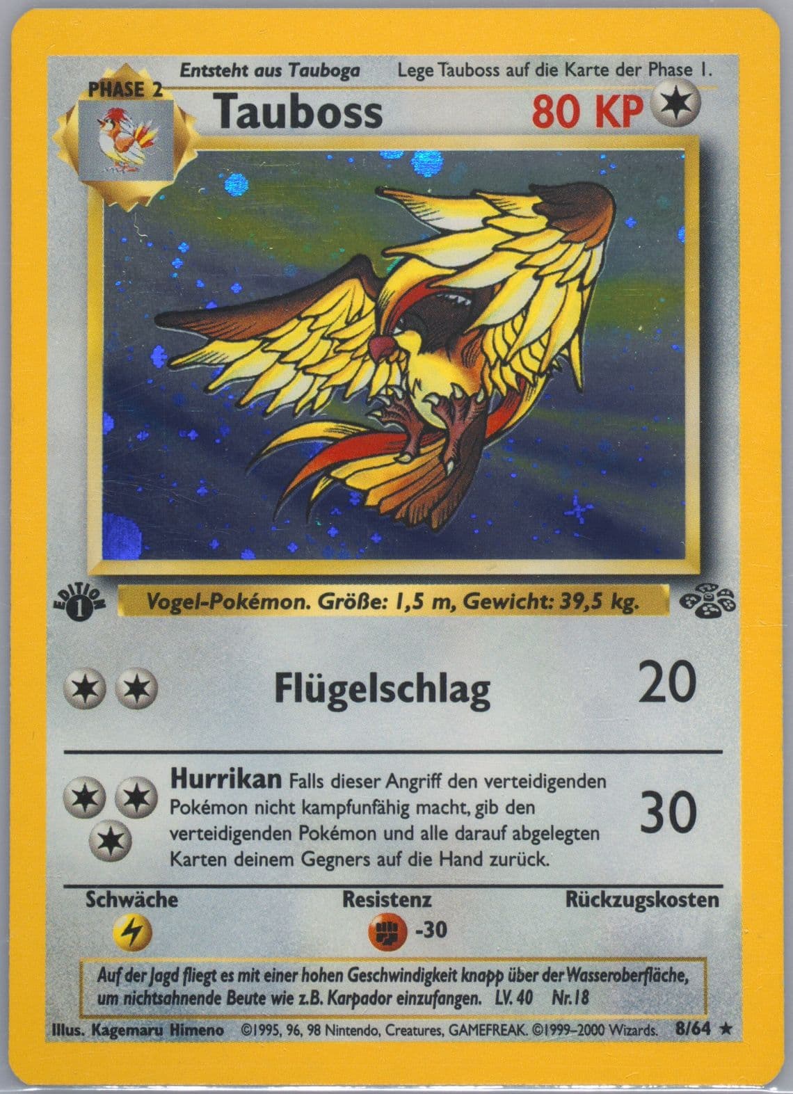 Tauboss-Holo 1st Edition (8) 2000 Pokemon German Jungle