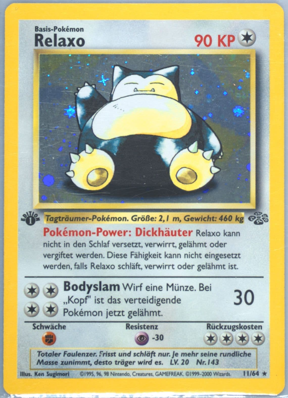 Relaxo-Holo 1st Edition (11) 2000 Pokemon German Jungle