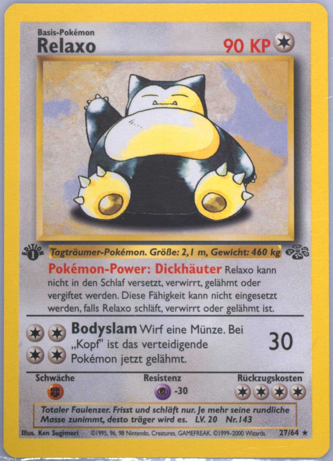 Relaxo 1st Edition (27) 2000 Pokemon German Jungle