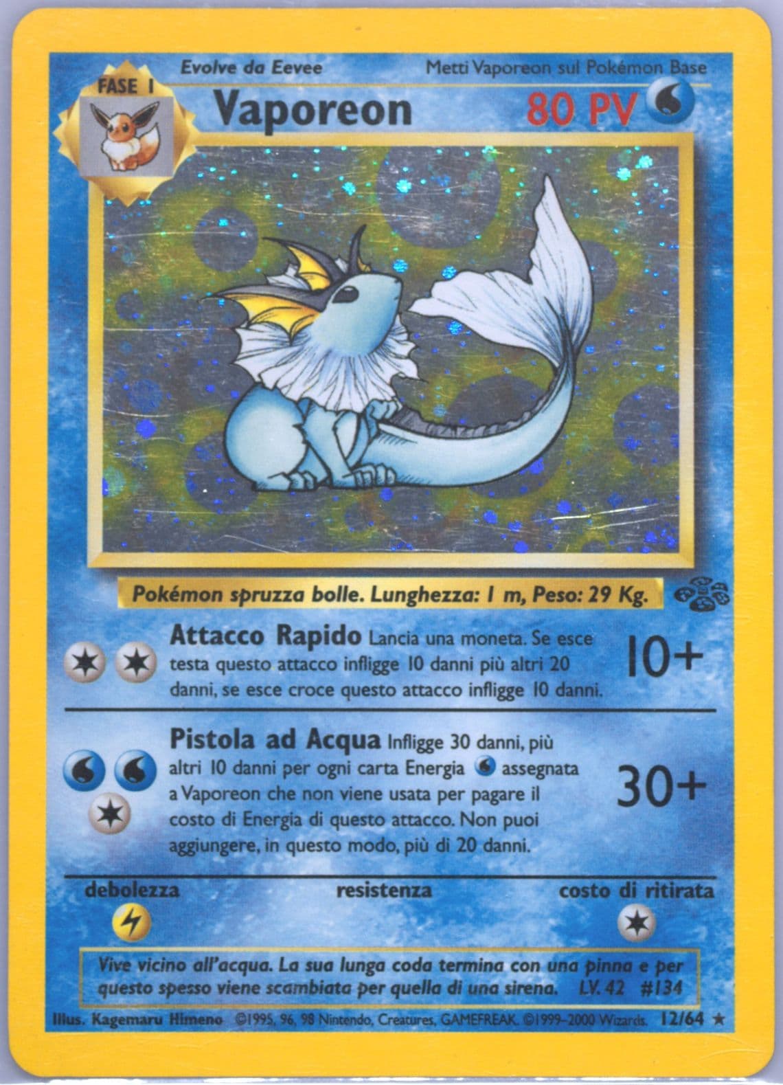 Vaporeon-Holo (12) 2000 Pokemon Italian Jungle