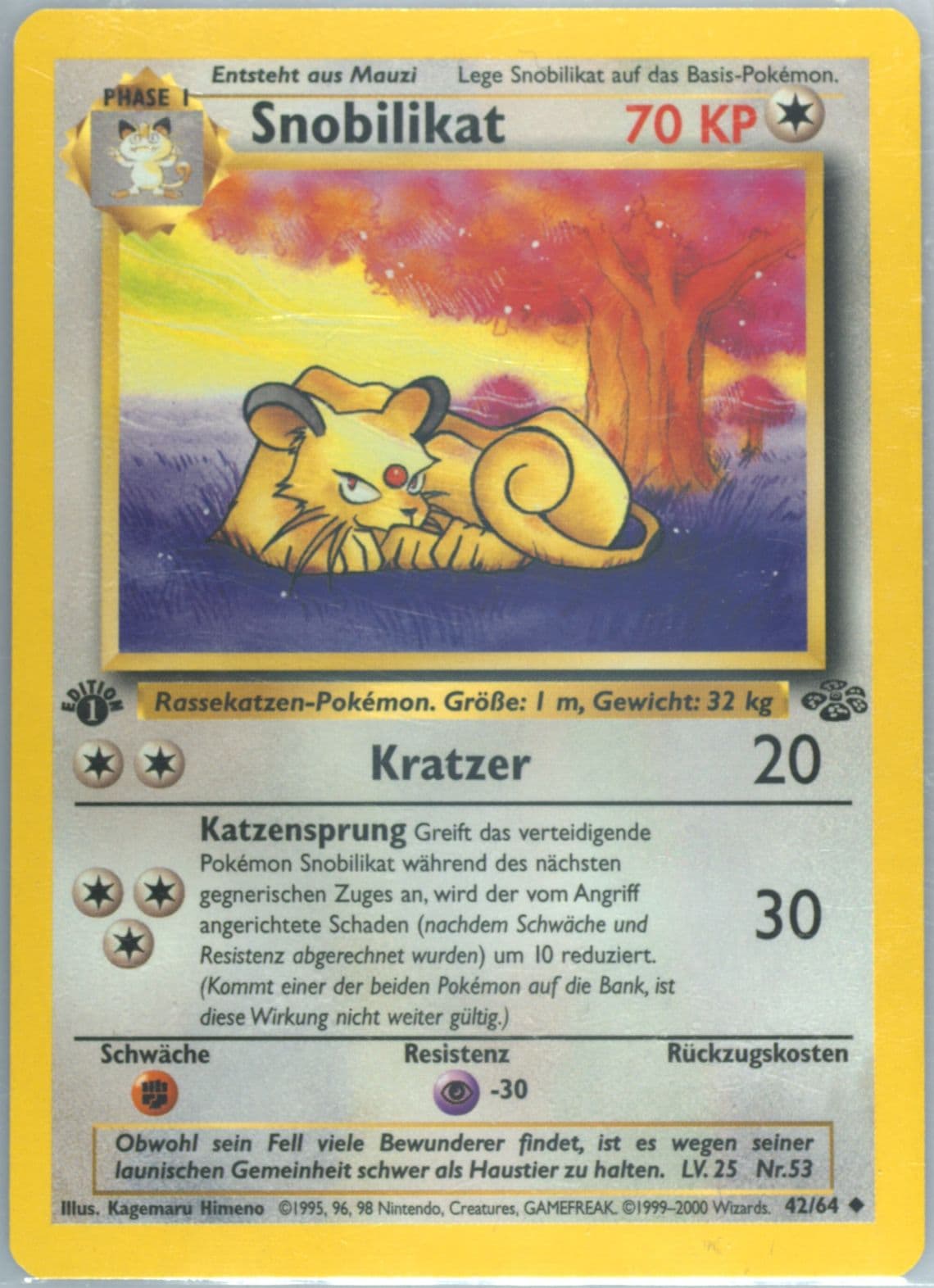 Snobilikat 1st Edition (42) 2000 Pokemon German Jungle