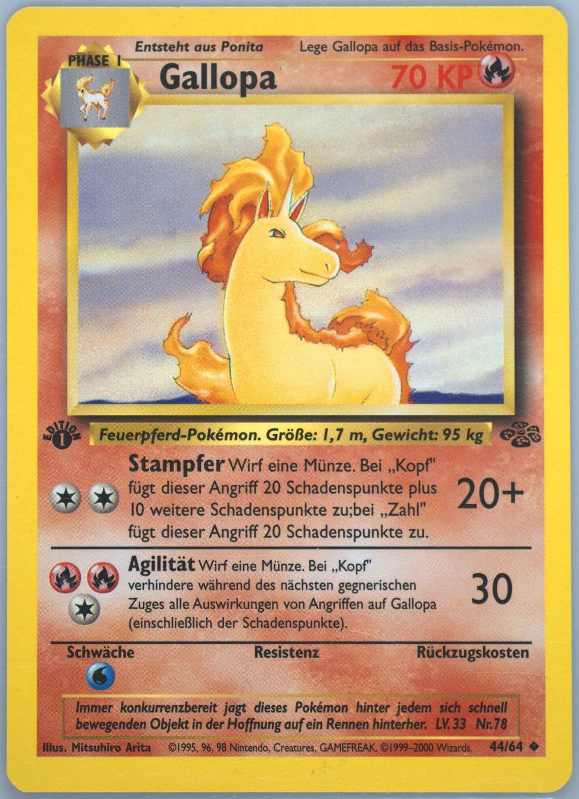 Gallopa 1st Edition (44) 2000 Pokemon German Jungle