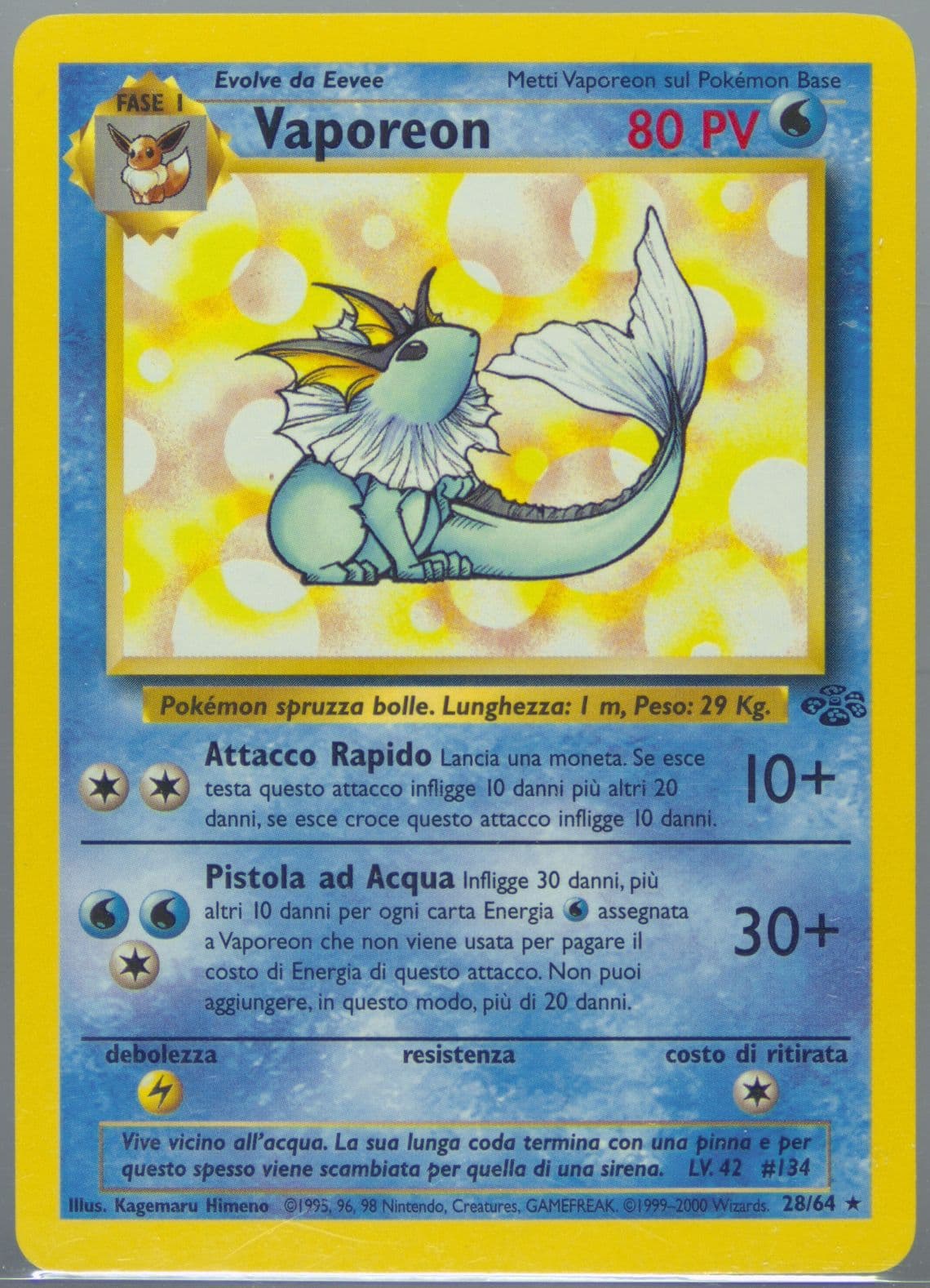 Vaporeon (28) 2000 Pokemon Italian Jungle
