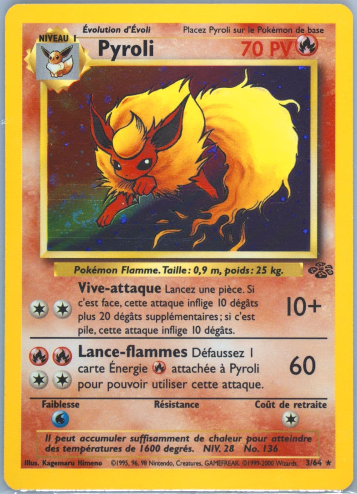 Pyroli-Holo (3) 2000 Pokemon French Jungle