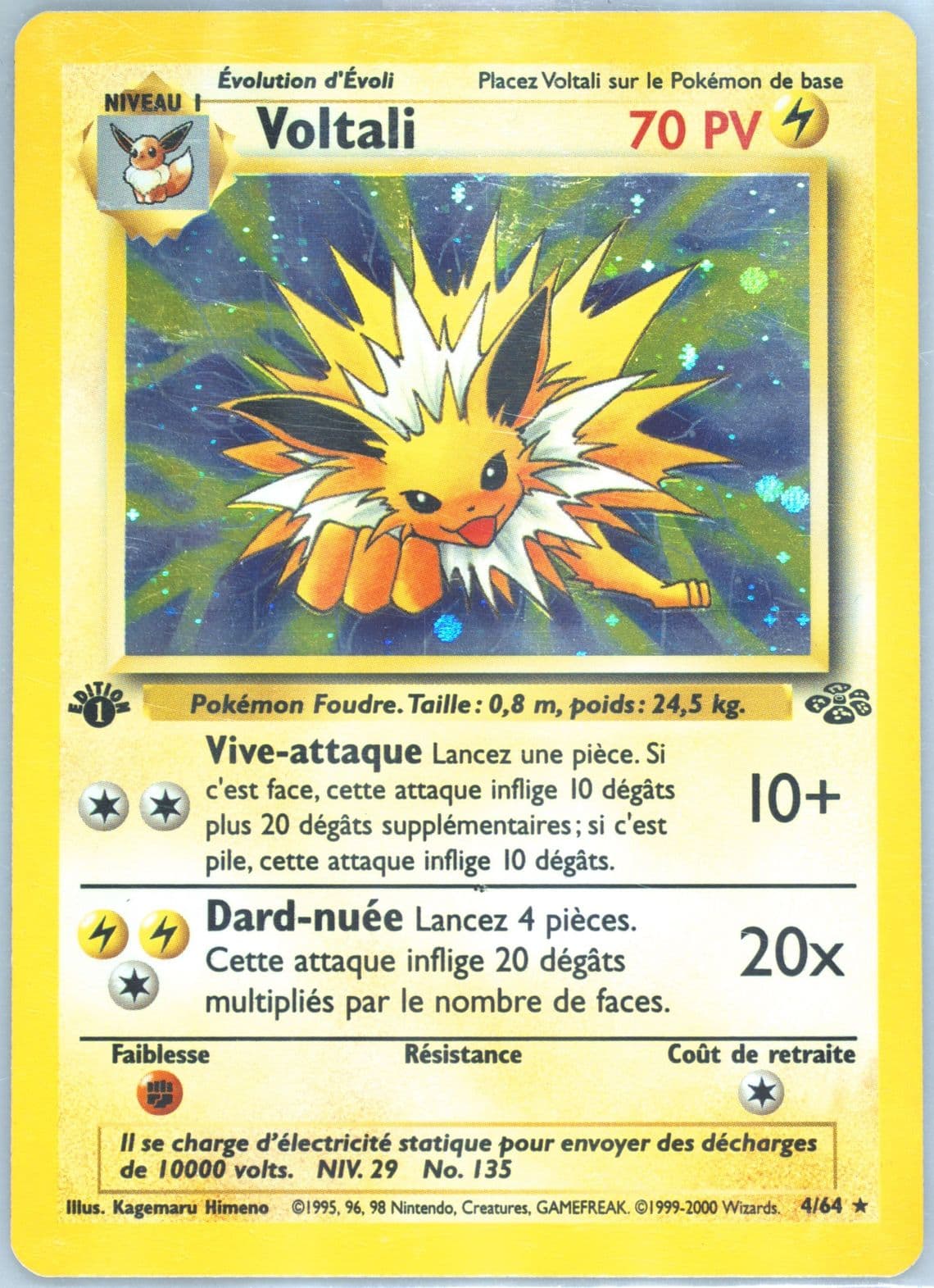 Voltali-Holo 1st Edition (4) 2000 Pokemon French Jungle