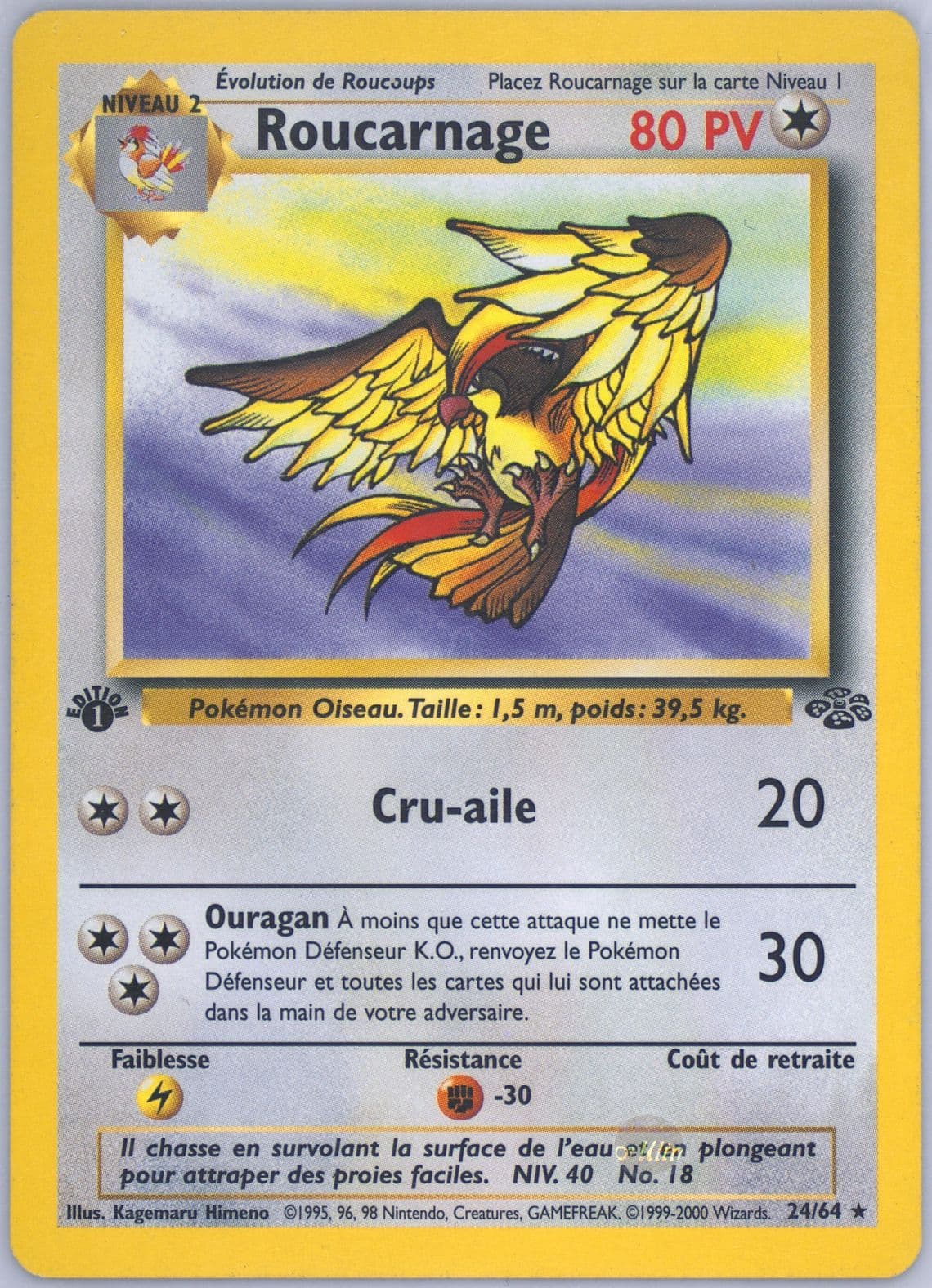 Roucarnage 1st Edition (24) 2000 Pokemon French Jungle