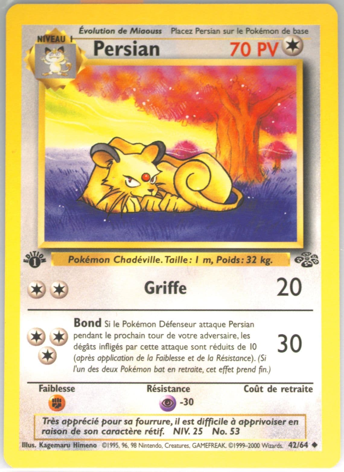 Persian 1st Edition (42) 2000 Pokemon French Jungle