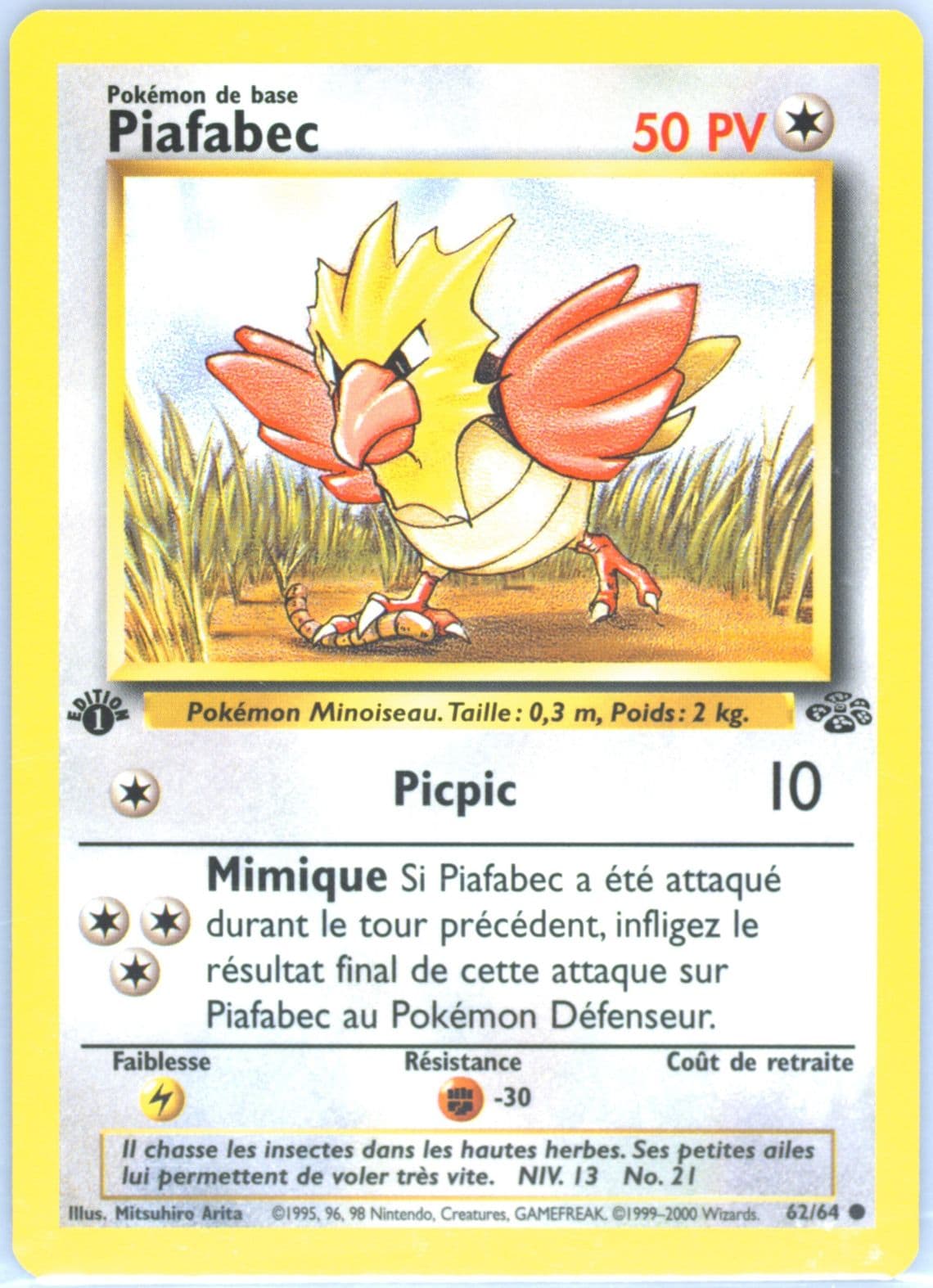 Piafabec 1st Edition (62) 2000 Pokemon French Jungle
