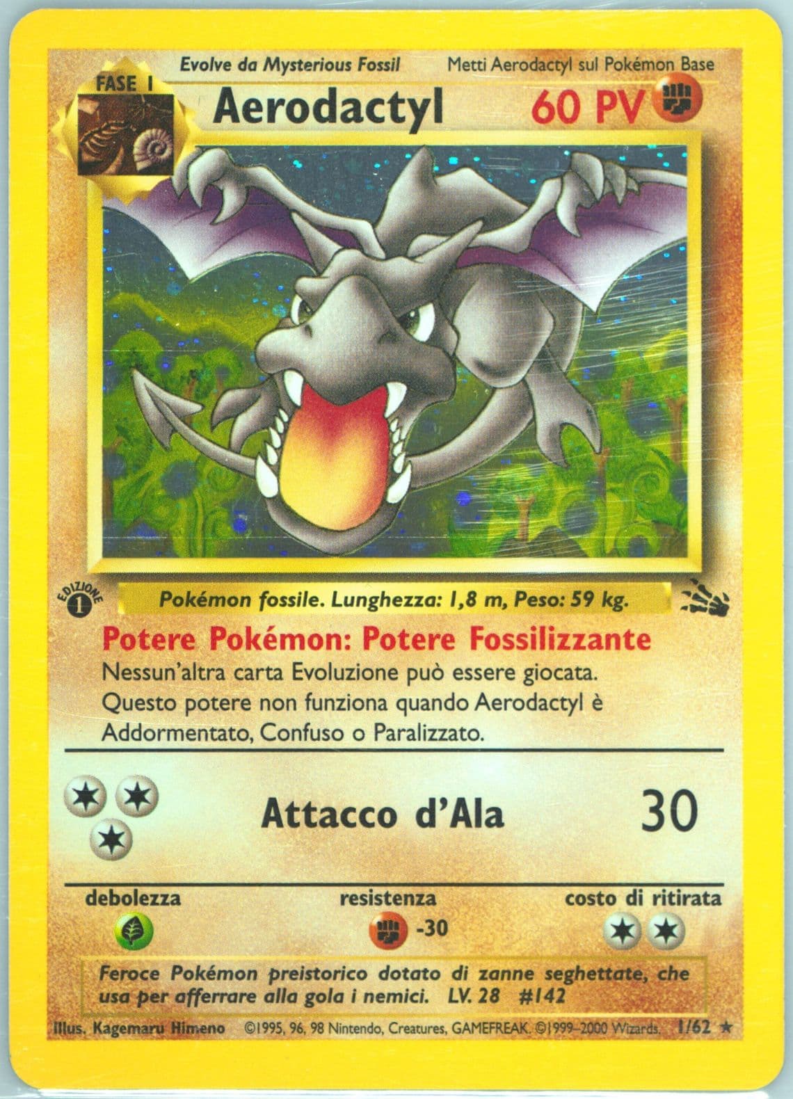 Aerodactyl-Holo (1) 2000 Pokemon Italian Fossil