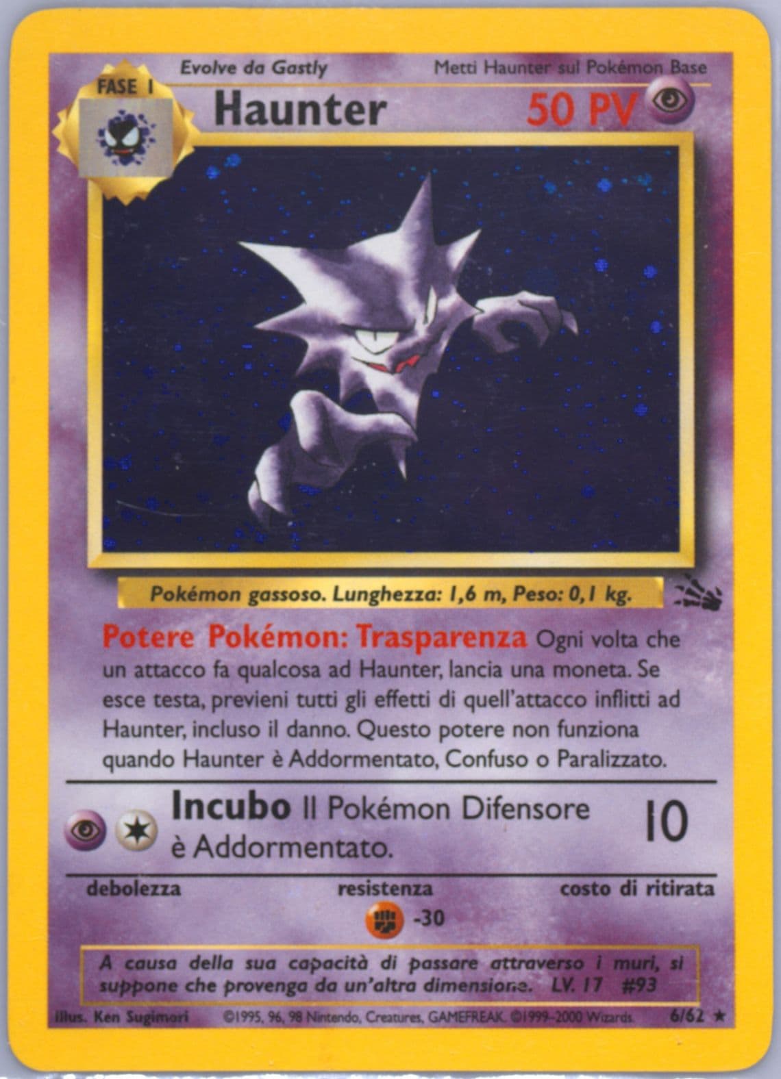 Haunter-Holo (6) 2000 Pokemon Italian Fossil
