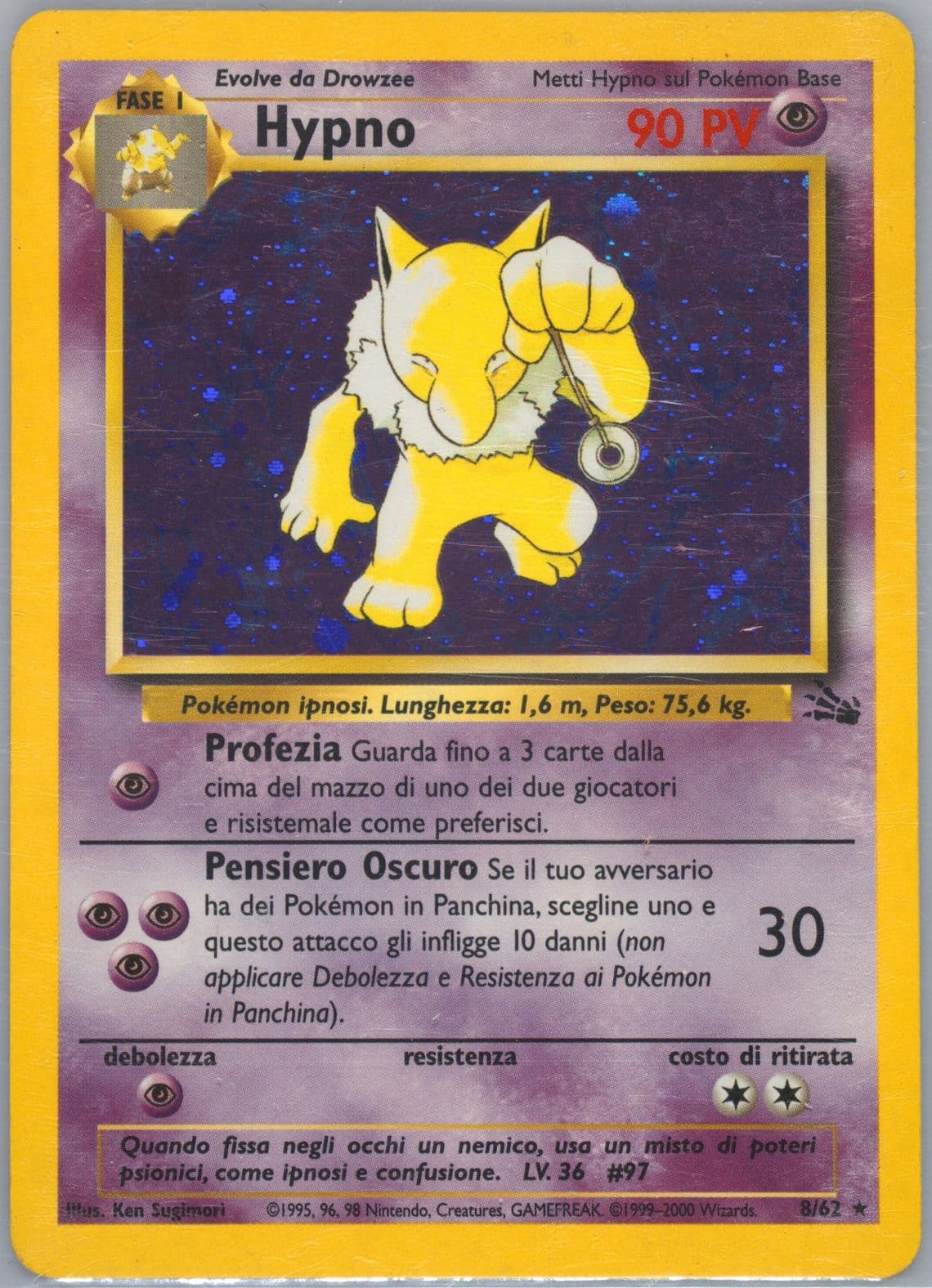 Hypno-Holo (8) 2000 Pokemon Italian Fossil