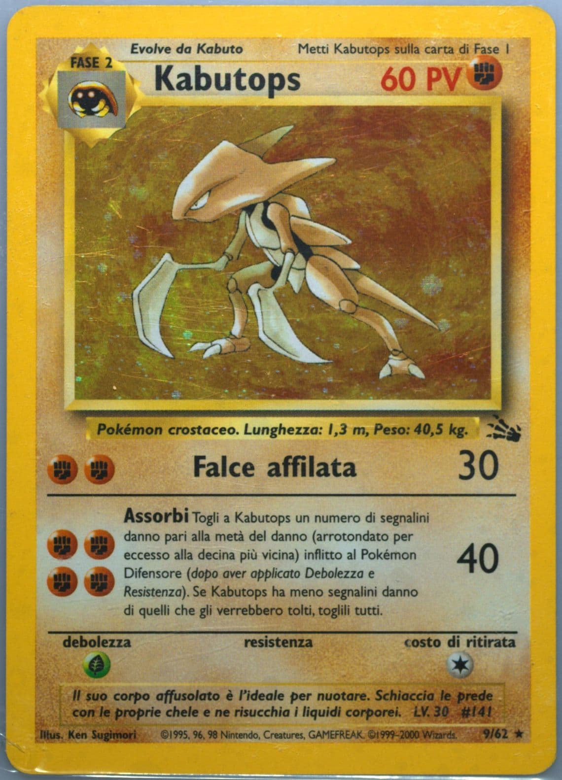 Kabutops-Holo (9) 2000 Pokemon Italian Fossil