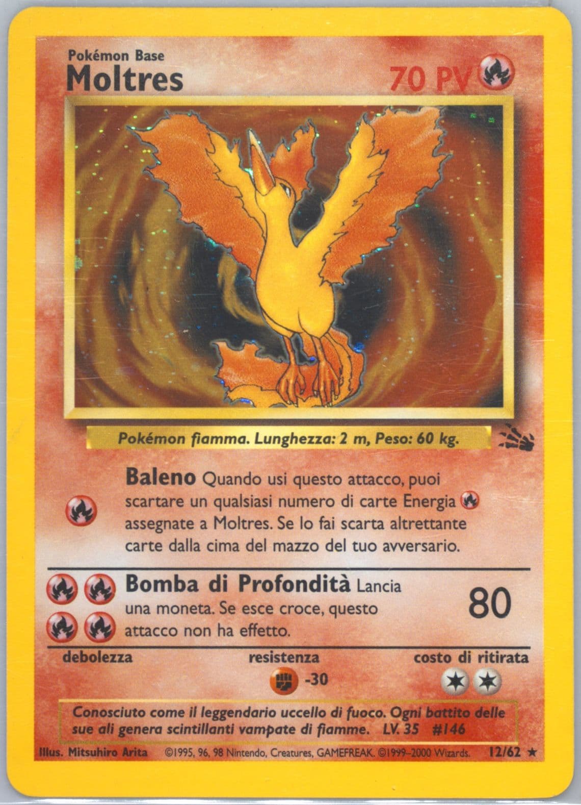 Moltres-Holo (12) 2000 Pokemon Italian Fossil