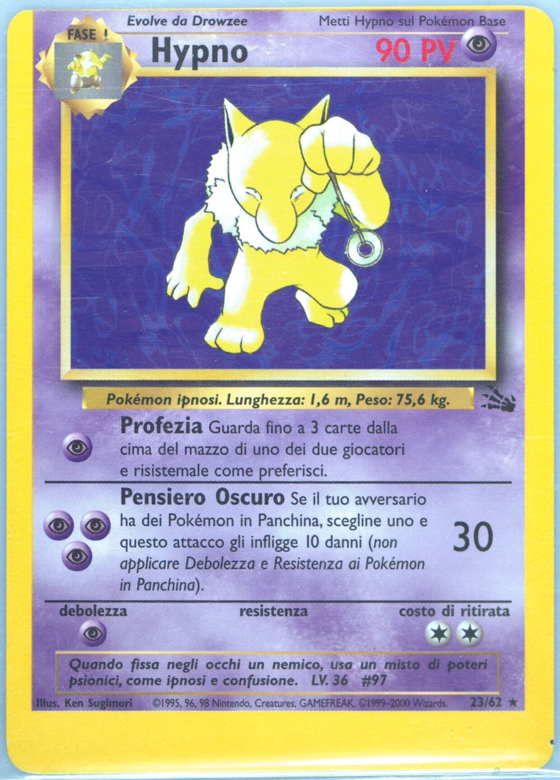 Hypno (23) 2000 Pokemon Italian Fossil