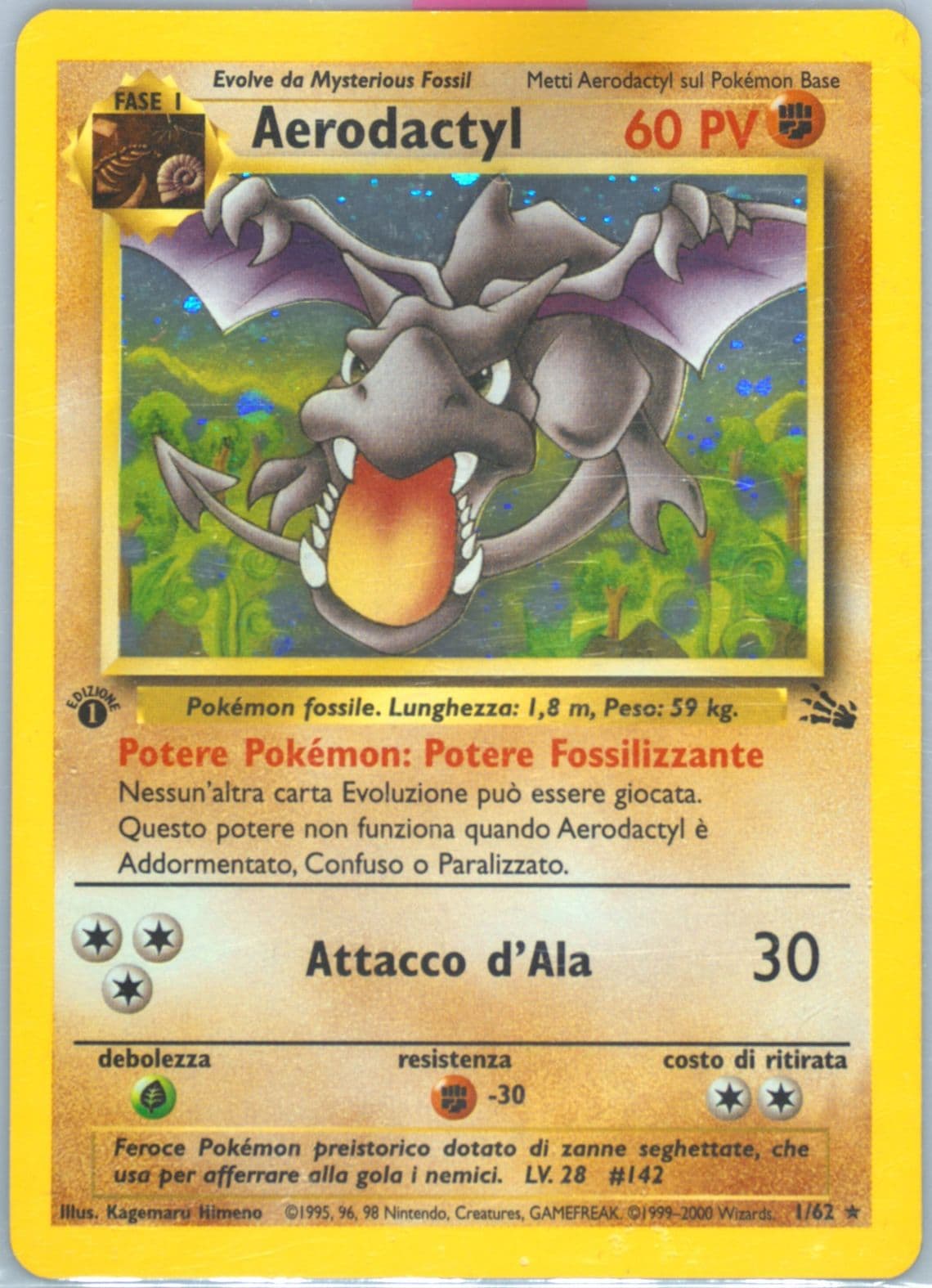 Aerodactyl-Holo 1st Edition (1) 2000 Pokemon Italian Fossil