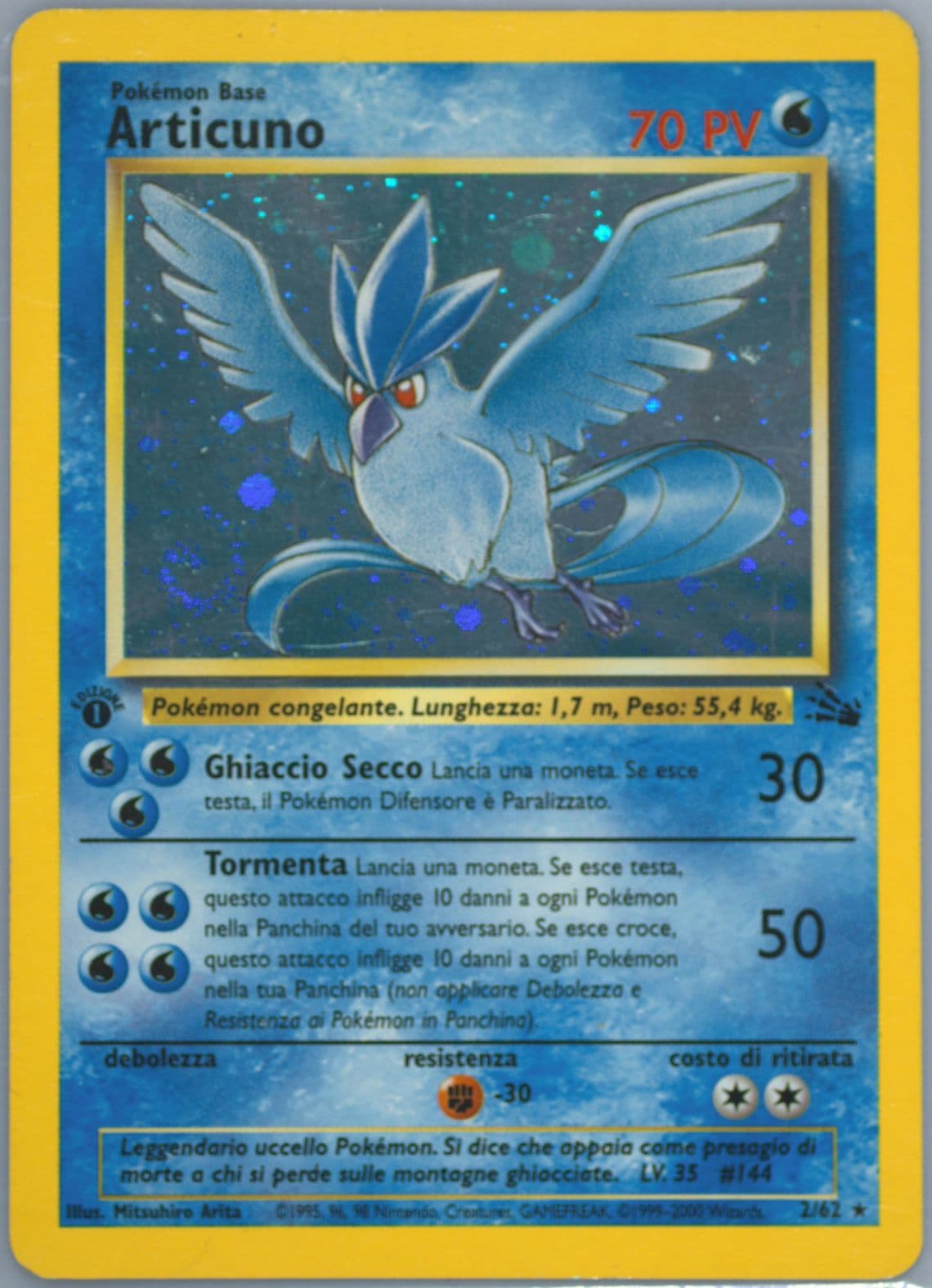 Articuno-Holo 1st Edition (2) 2000 Pokemon Italian Fossil