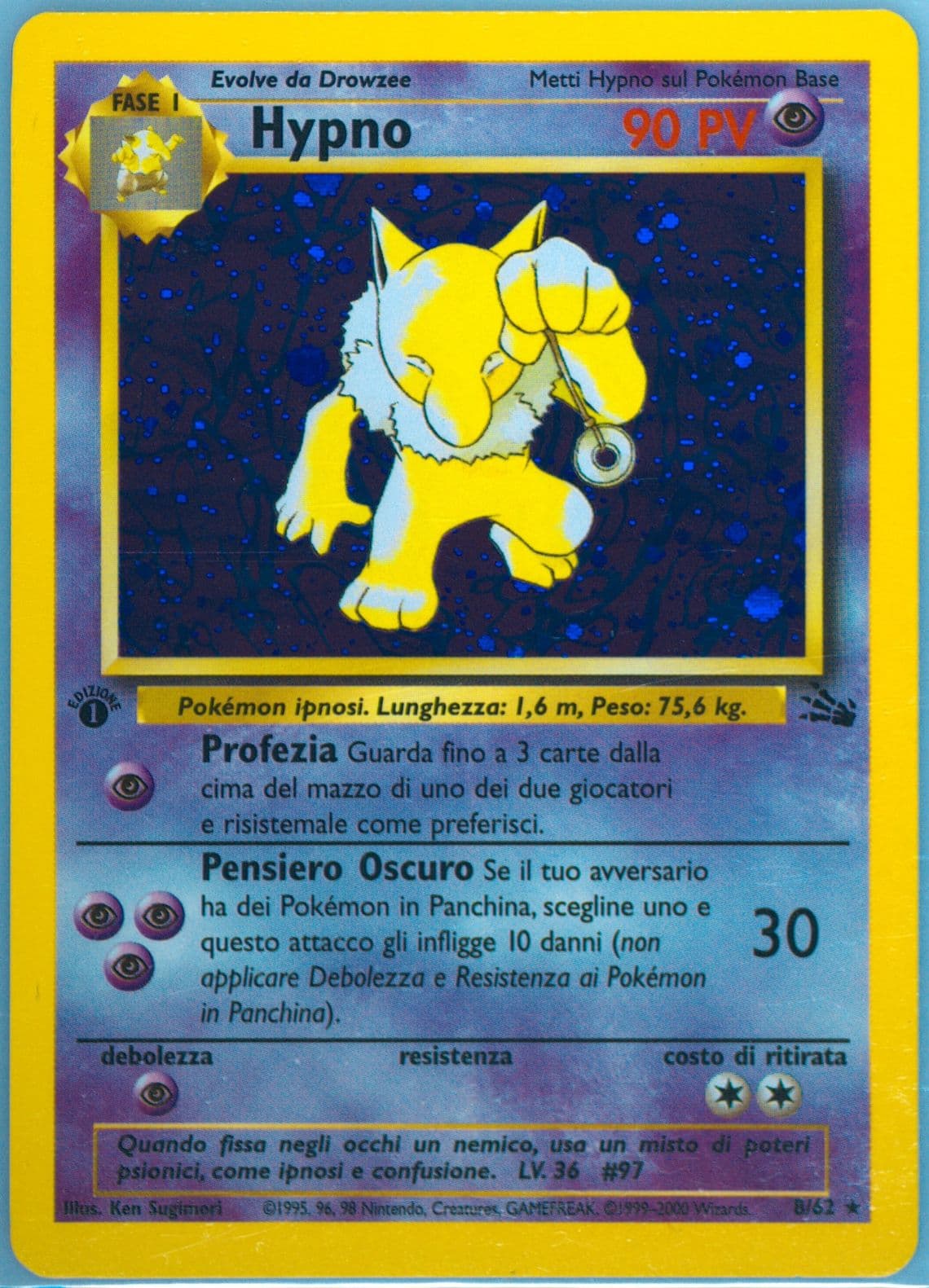 Hypno-Holo 1st Edition (8) 2000 Pokemon Italian Fossil