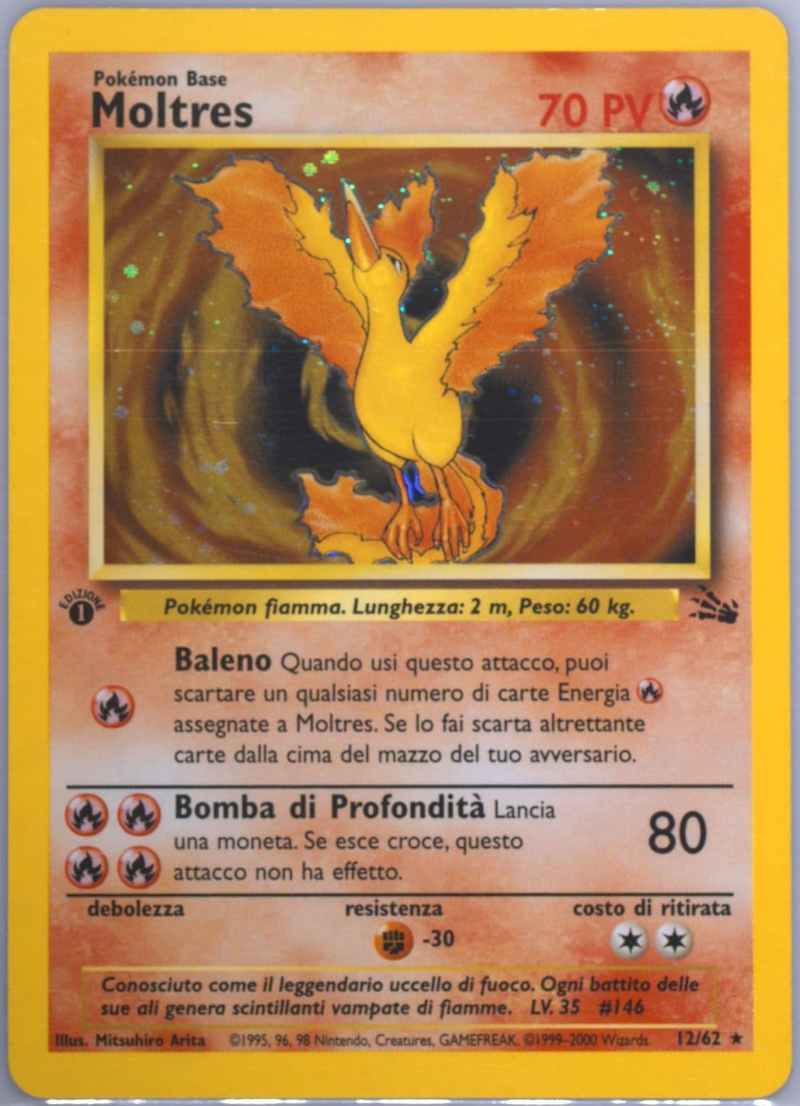 Moltres-Holo 1st Edition (12) 2000 Pokemon Italian Fossil