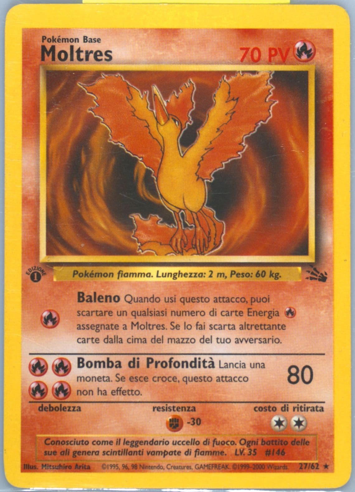 Moltres 1st Edition (27) 2000 Pokemon Italian Fossil