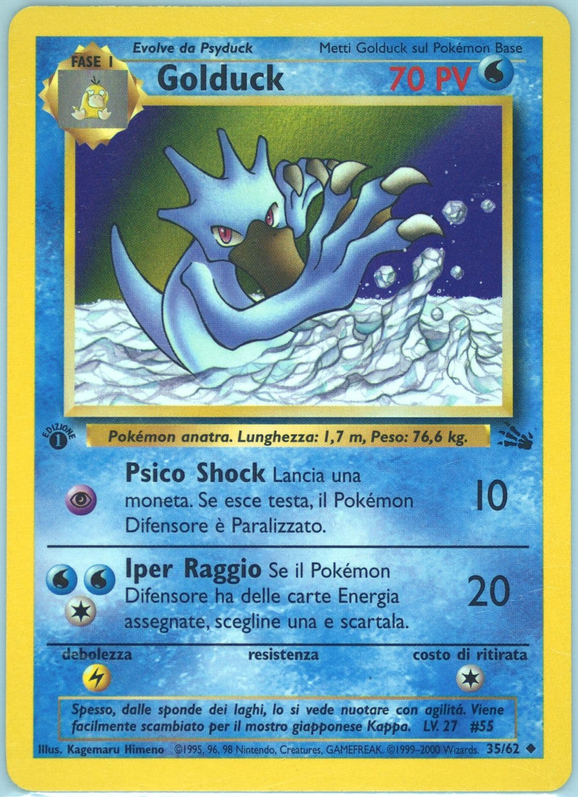 Golduck 1st Edition (35) 2000 Pokemon Italian Fossil