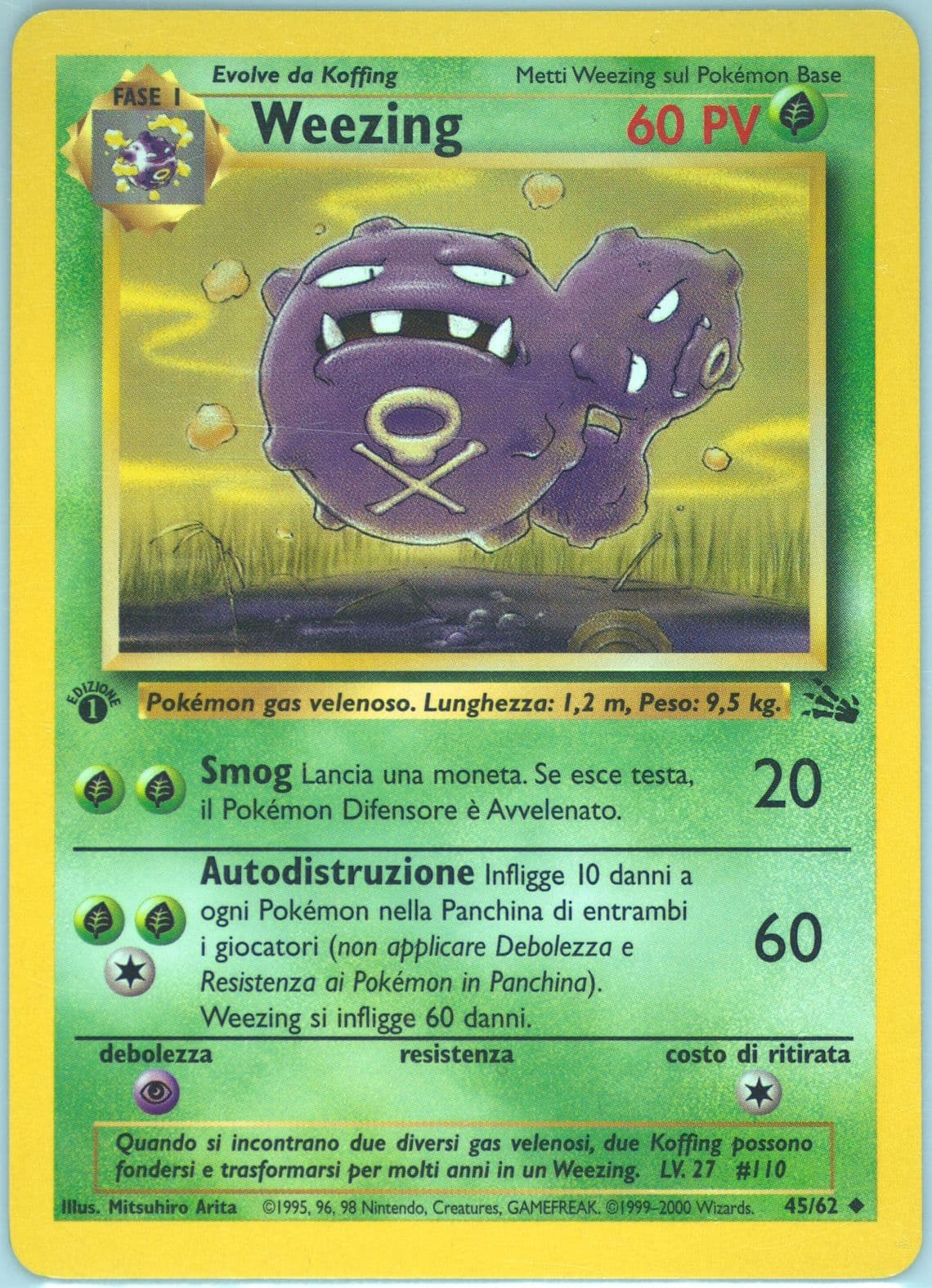 Weezing 1st Edition (45) 2000 Pokemon Italian Fossil