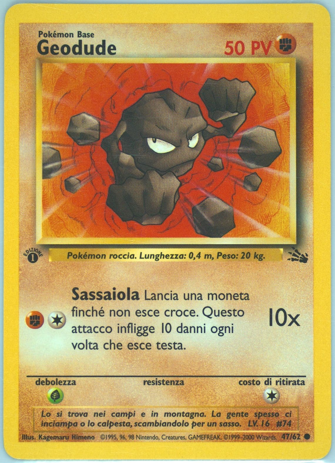 Geodude 1st Edition (47) 2000 Pokemon Italian Fossil