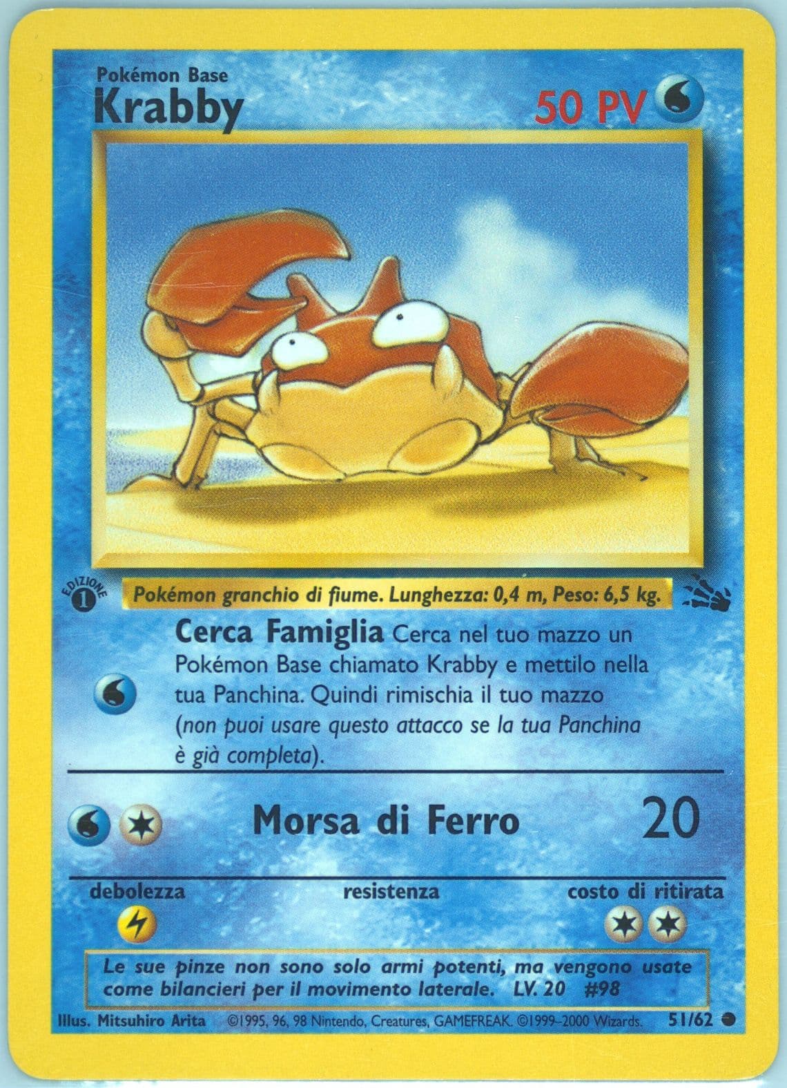 Krabby 1st Edition (51) 2000 Pokemon Italian Fossil